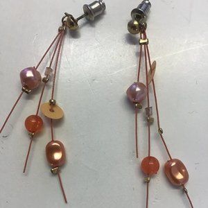 Orange and Pearl Earrings